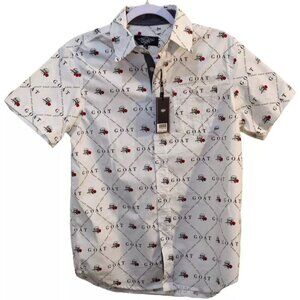Eighty Eight Brand White Goat Woven Short Sleeve Button Down Sz Small